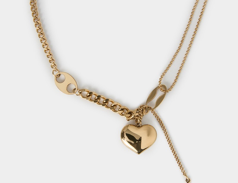 Collier Chaîne Dorée — avec Cœur