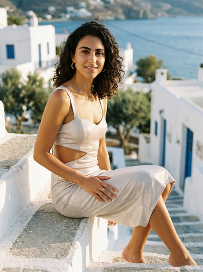 Robe Paxoi — Champagne Satin Cut-Out