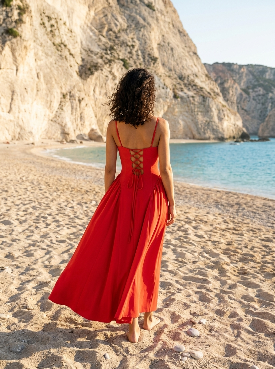 Robe Poros — Corail Sweetheart a Bretelles