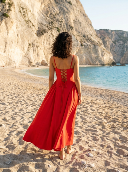 Robe Poros — Corail Sweetheart a Bretelles